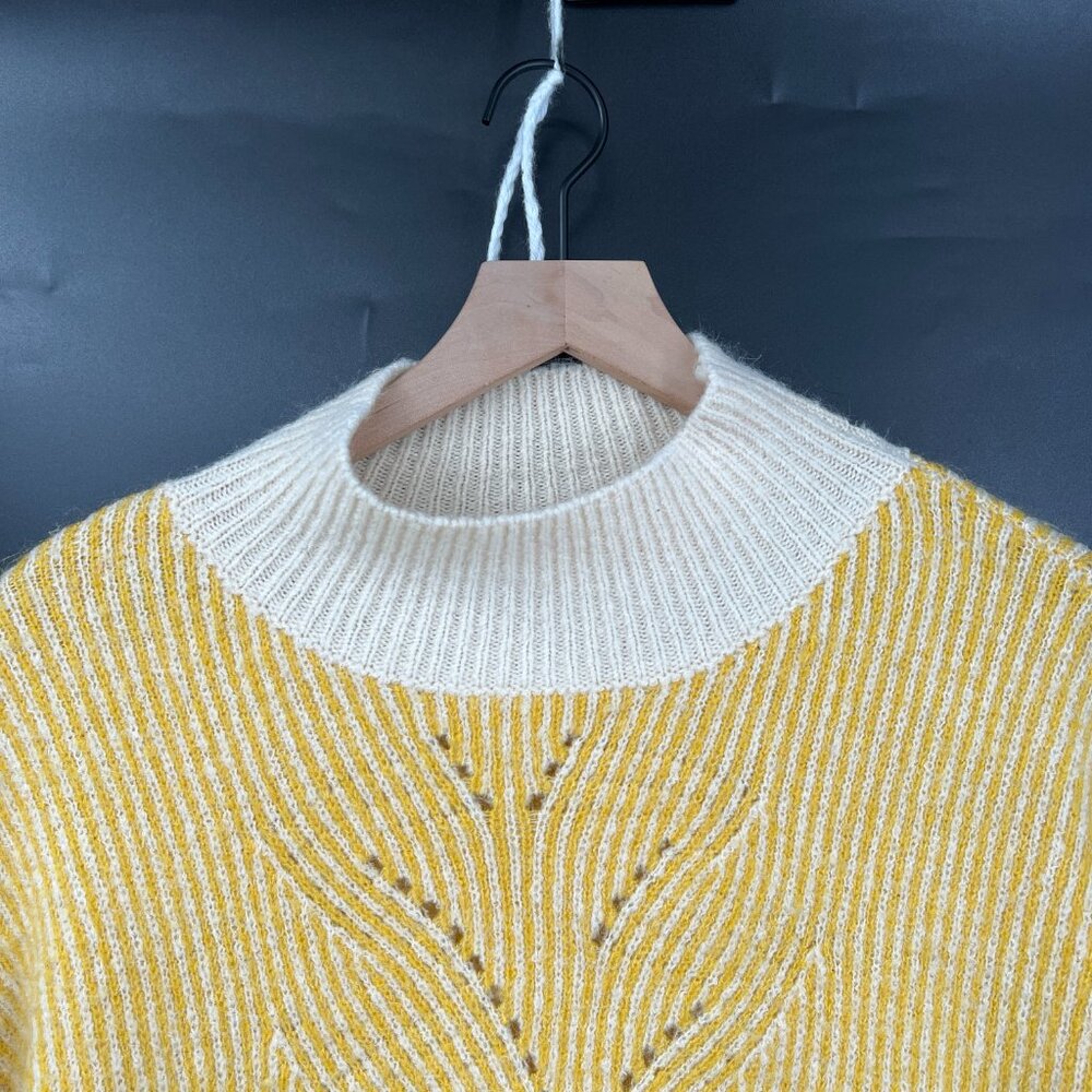 FRNCH mockneck butter yellow oversized sweater coastal grandma knit cozy S M - Picture 7 of 10